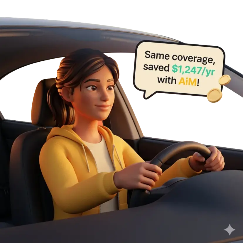 AiM client and a $1,247/yr savings card, same coverage, lower premium